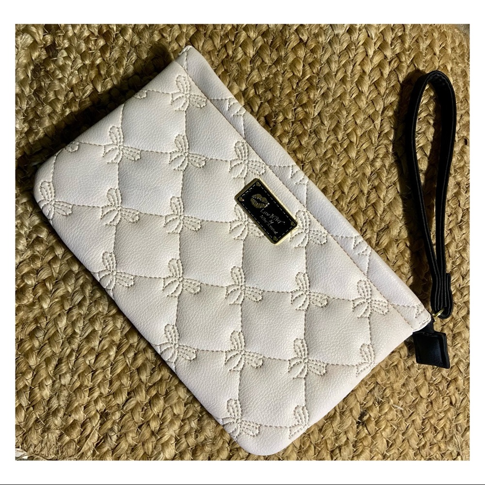 Betsy Johnson quilted black and white clutch or wristlet